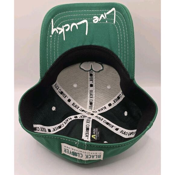Black Clover Live Lucky A-Flex Hat‎ Cap Green w/ White Clover L XL Golf Stretch - Picture 8 of 12